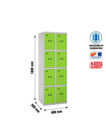 Taquilla 1800x800x500 SIMONLOCKER 4 PUERTAS 2/8 400 (800) GR/VE marca SIMONRACK