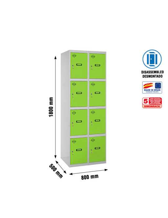Taquilla 1800x800x500 SIMONLOCKER 4 PUERTAS 2/8 400 (800) GR/VE marca SIMONRACK