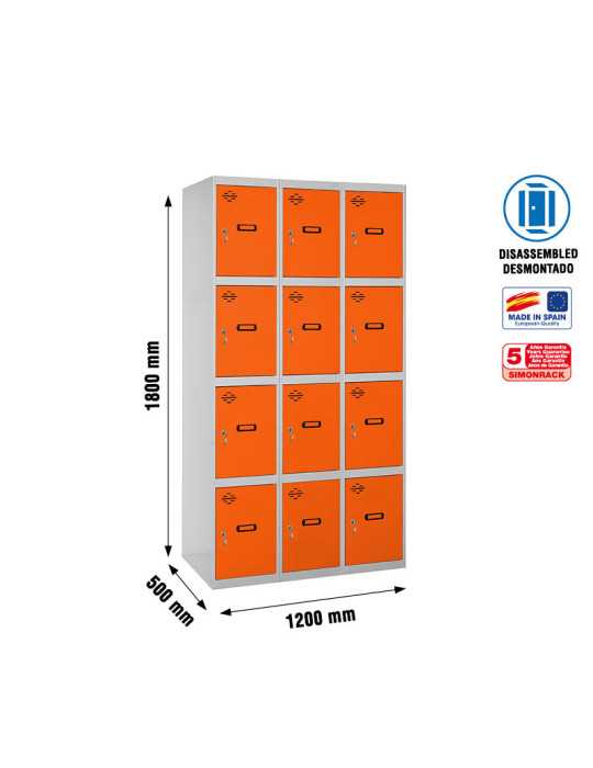 Taquilla 1800x1200x500 SIMONLOCKER 4 PUERTAS 3/12 400 (1200) GR/NA marca SIMONRACK