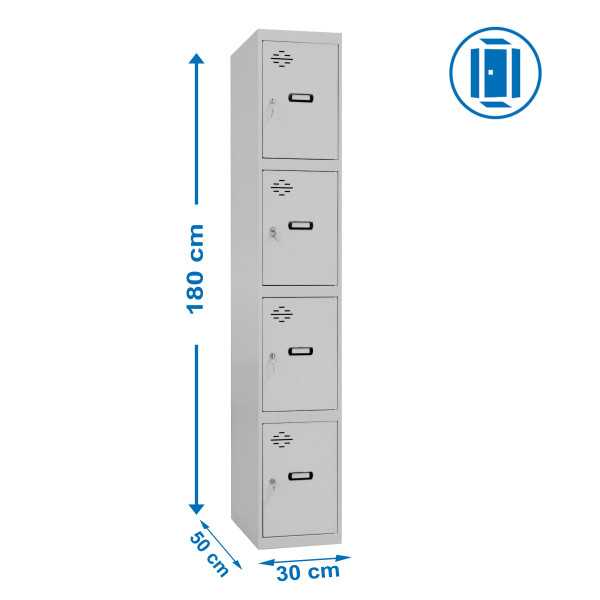 Taquilla 1800x300x500 SIMONLOCKER PROFESIONAL 4 PUERTA 1/4 300 IN GRIS marca SIMONRACK