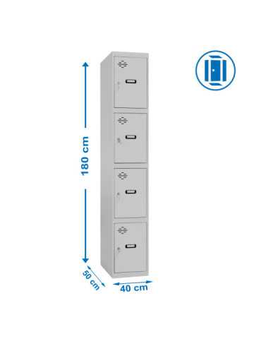Taquilla 1800x400x500 SIMONLOCKER PROFESIONAL 4 PUERTA 1/4 400 IN GRIS marca SIMONRACK