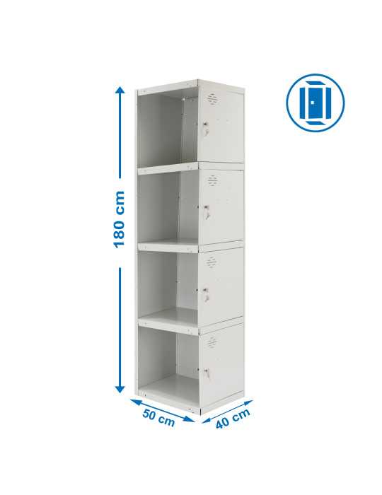 Taquilla 1800x400x500 SIMONLOCKER PROFESIONAL 4 PUERTA 1/4 400 ADI GRIS marca SIMONRACK