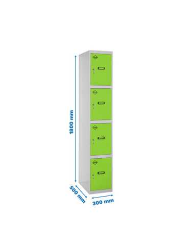 Taquilla 1800x300x500 SIMONLOCKER PROFESIONAL 4 PUERTA 1/4 300 IN GR/VE marca SIMONRACK