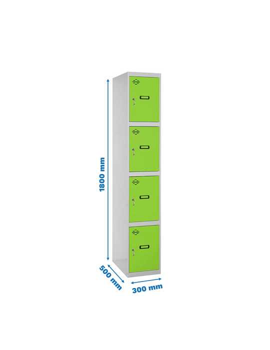 Taquilla 1800x300x500 SIMONLOCKER PROFESIONAL 4 PUERTA 1/4 300 IN GR/VE marca SIMONRACK