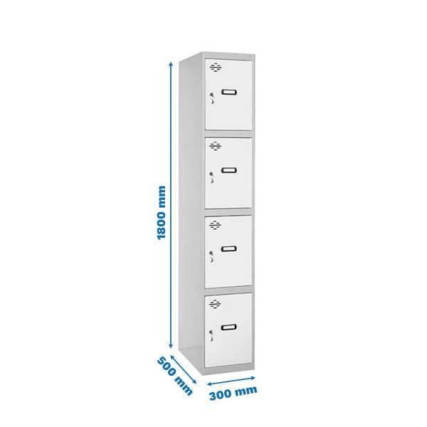 Taquilla 1800x300x500 SIMONLOCKER PROFESIONAL 4 PUERTA 1/4 300 IN GR/BL marca SIMONRACK