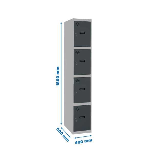 Taquilla 1800x400x500 SIMONLOCKER PROFESIONAL 4 PUERTA 1/4 400 IN GR/AN marca SIMONRACK