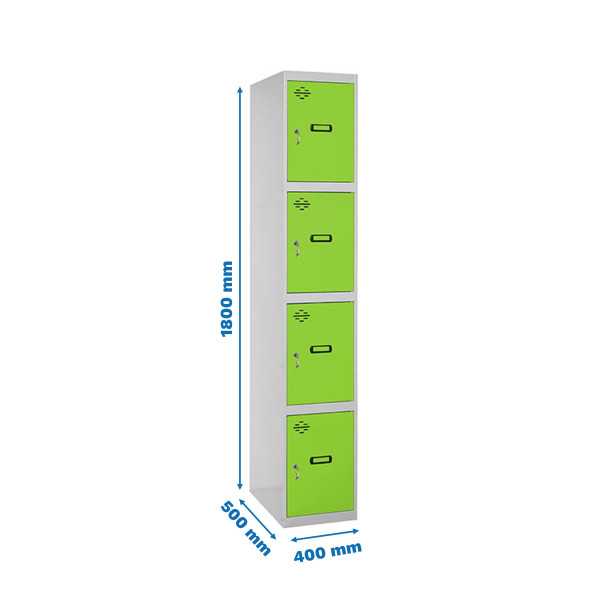 Taquilla 1800x400x500 SIMONLOCKER PROFESIONAL 4 PUERTA 1/4 400 IN GR/VE marca SIMONRACK