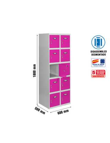Taquilla 1800x600x500 SIMONLOCKER 5 PUERTAS 2/10 300 (600) GR/RO marca SIMONRACK