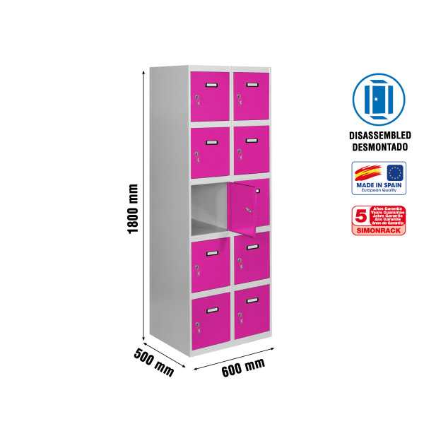 Taquilla 1800x600x500 SIMONLOCKER 5 PUERTAS 2/10 300 (600) GR/RO marca SIMONRACK