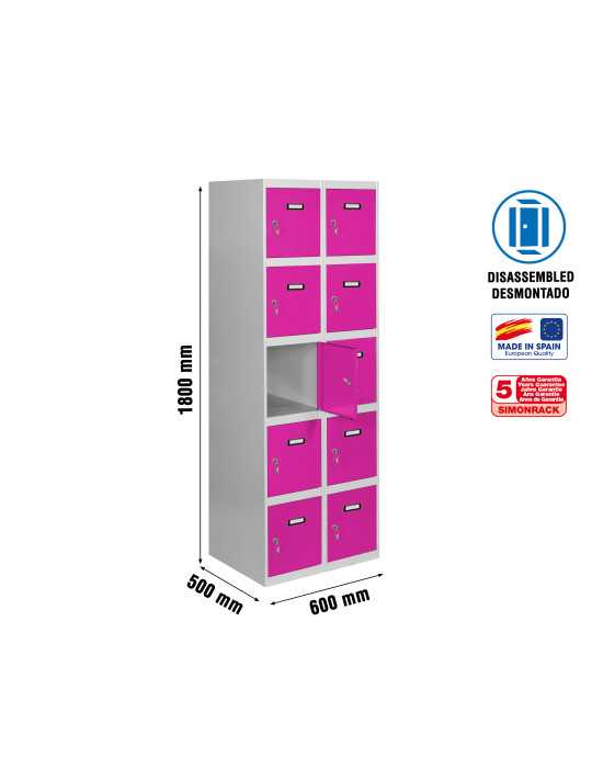 Taquilla 1800x600x500 SIMONLOCKER 5 PUERTAS 2/10 300 (600) GR/RO marca SIMONRACK