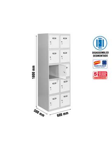 Taquilla 1800x600x500 SIMONLOCKER 5 PUERTAS 2/10 300 (600) GR/BL marca SIMONRACK