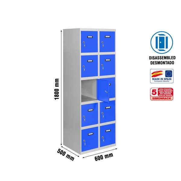 Taquilla 1800x600x500 SIMONLOCKER 5 PUERTAS 2/10 300 (600) GR/AZ marca SIMONRACK