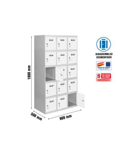 Taquilla 1800x900x500 SIMONLOCKER 5 PUERTAS 3/15 300 (900) GR/BL marca SIMONRACK