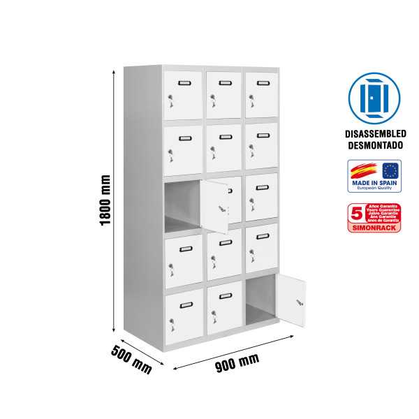 Taquilla 1800x900x500 SIMONLOCKER 5 PUERTAS 3/15 300 (900) GR/BL marca SIMONRACK