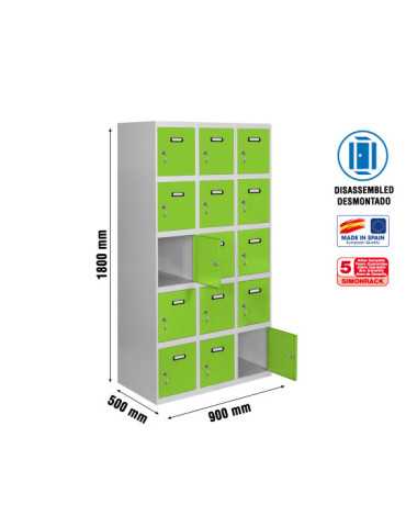 Taquilla 1800x900x500 SIMONLOCKER 5 PUERTAS 3/15 300 (900) GR/VE marca SIMONRACK