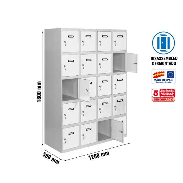 Taquilla 1800x1200x500 SIMONLOCKER 5 PUERTAS 4/20 300 (1200) GR/BL marca SIMONRACK