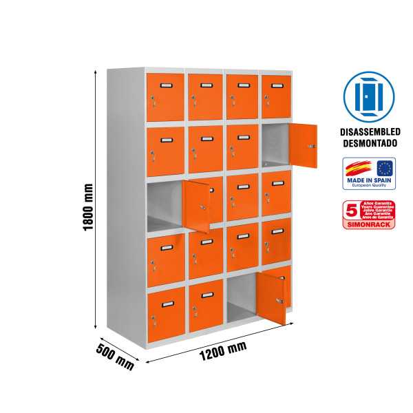 Taquilla 1800x1200x500 SIMONLOCKER 5 PUERTAS 4/20 300 (1200) GR/NA marca SIMONRACK
