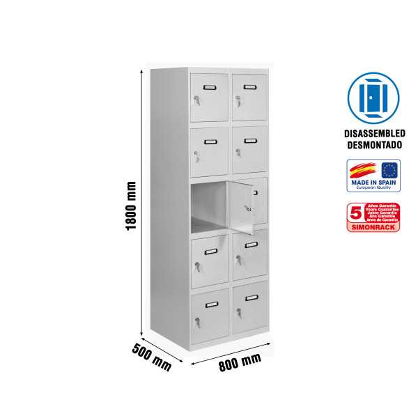 Taquilla 1800x800x500 SIMONLOCKER 5 PUERTAS 2/10 400 (800) GRIS marca SIMONRACK