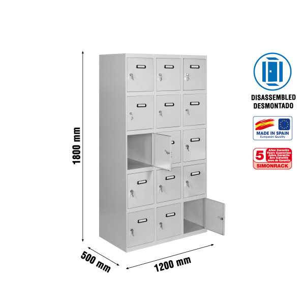Taquilla 1800x1200x500 SIMONLOCKER 5 PUERTAS 3/15 400 (1200) GRI marca SIMONRACK