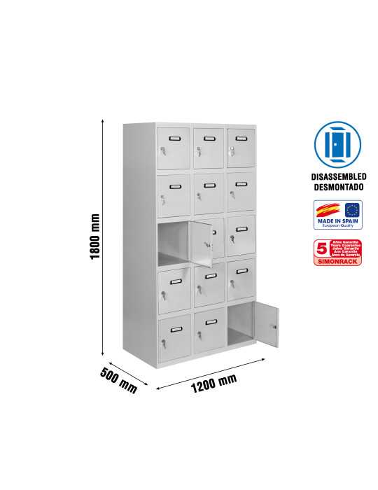 Taquilla 1800x1200x500 SIMONLOCKER 5 PUERTAS 3/15 400 (1200) GRI marca SIMONRACK