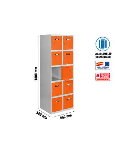 Taquilla 1800x800x500 SIMONLOCKER 5 PUERTAS 2/10 400 (800) GR/NA marca SIMONRACK