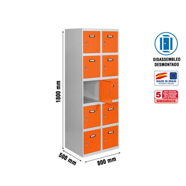 Taquilla 1800x800x500 SIMONLOCKER 5 PUERTAS 2/10 400 (800) GR/NA marca SIMONRACK
