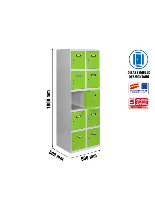 Taquilla 1800x800x500 SIMONLOCKER 5 PUERTAS 2/10 400 (800) GR/VE marca SIMONRACK