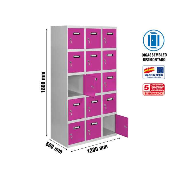 Taquilla 1800x1200x500 SIMONLOCKER 5 PUERTAS 3/15 400 (1200) GR/RS marca SIMONRACK