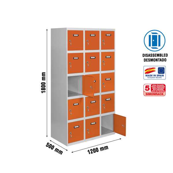 Taquilla 1800x1200x500 SIMONLOCKER 5 PUERTAS 3/15 400 (1200) GR/NA marca SIMONRACK