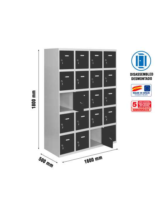 Taquilla 1800x1600x500 SIMONLOCKER 5 PUERTAS 4/20 400 (1600) GR/AN marca SIMONRACK