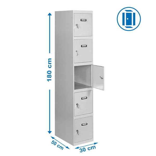 Taquilla 1800x300x500 SIMONLOCKER PROFESIONAL 5 PUERTA 1/5 300 IN GRIS marca SIMONRACK