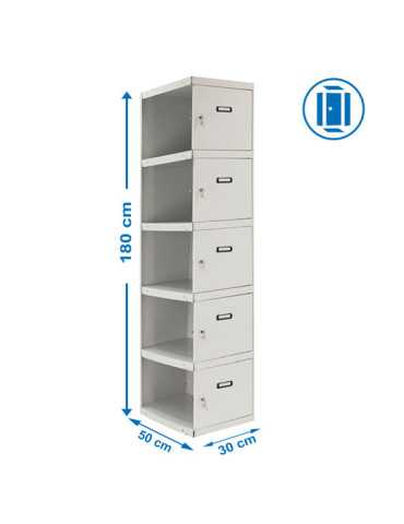Taquilla 1800x300x500 SIMONLOCKER PROFESIONAL 5 PUERTA 1/5 300 ADI GRIS marca SIMONRACK