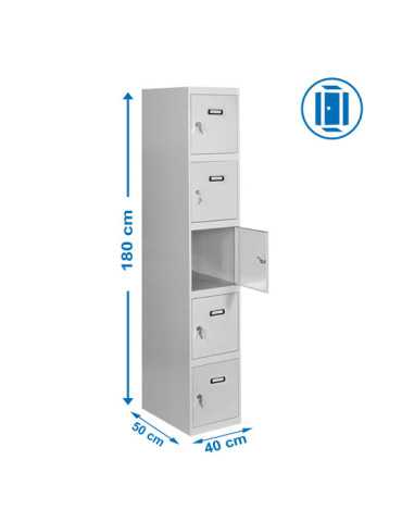 Taquilla 1800x400x500 SIMONLOCKER PROFESIONAL 5 PUERTA 1/5 400 IN GRIS marca SIMONRACK