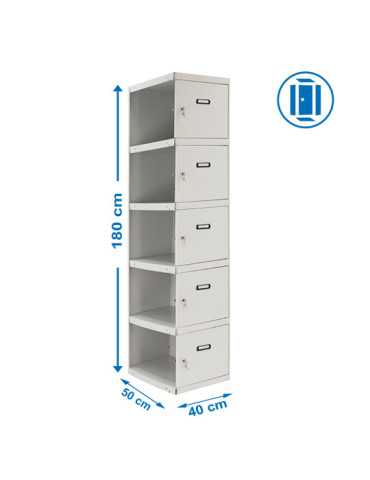 Taquilla 1800x400x500 SIMONLOCKER PROFESIONAL 5 PUERTA 1/5 400 ADI GRIS marca SIMONRACK