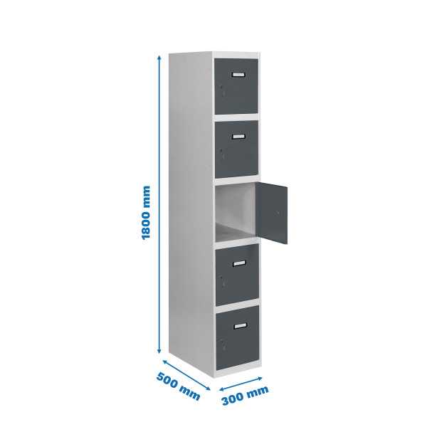 Taquilla 1800x300x500 SIMONLOCKER PROFESIONAL 5 PUERTA 1/5 300 IN GR/AN marca SIMONRACK