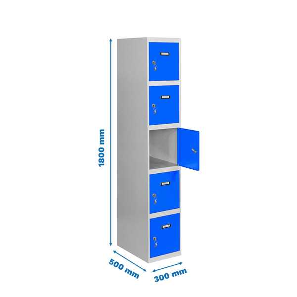 Taquilla 1800x300x500 SIMONLOCKER PROFESIONAL 5 PUERTA 1/5 300 IN GR/AZ marca SIMONRACK