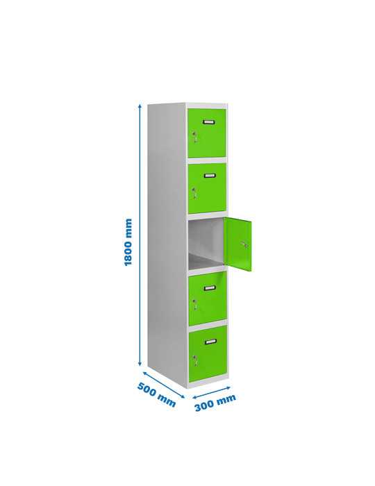 Taquilla 1800x300x500 SIMONLOCKER PROFESIONAL 5 PUERTA 1/5 300 IN GR/VE marca SIMONRACK