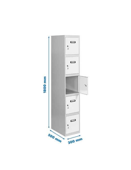 Taquilla 1800x300x500 SIMONLOCKER PROFESIONAL 5 PUERTA 1/5 300 IN GR/BL marca SIMONRACK