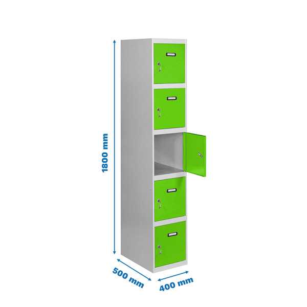 Taquilla 1800x400x500 SIMONLOCKER PROFESIONAL 5 PUERTA 1/5 400 IN GR/VE marca SIMONRACK