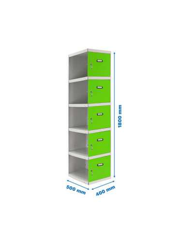 Taquilla 1800x400x500 SIMONLOCKER PROFESIONAL 5 PUERTA 1/5 400 ADI GR/VE marca SIMONRACK