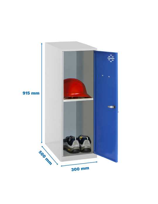 Taquilla 915x300x500 SIMONLOCKER DISM. MINI + BAN. 915x300x500 mm GR/AZ marca SIMONRACK