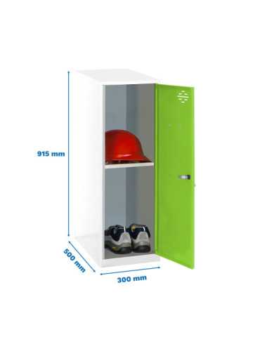 Taquilla 915x300x500 SIMONLOCKER DISM. MINI + BAN. 915x300x500 mm BL/VE marca SIMONRACK