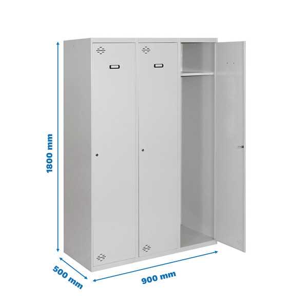 Taquilla 1800x900x500 SIMONLOCKER DIY SINGLE 3/3 300 (900) GRIS marca SIMONRACK