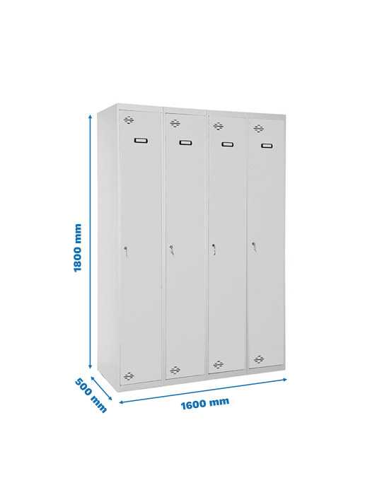 Taquilla 1800x1600x500 SIMONLOCKER DIY SINGLE 4/4 400 (1600) GRIS marca SIMONRACK