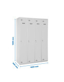 Taquilla 1800x1600x500 SIMONLOCKER DIY SINGLE 4/4 400 (1600) GRIS marca SIMONRACK