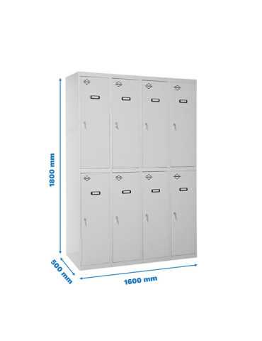Taquilla 1800x1600x500 SIMONLOCKER DIY TANDEM 4/8 400 (1600) GRIS marca SIMONRACK