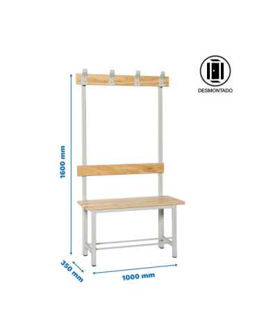 Banco Vestuario 1000x1600x350 simple sin repisa 4/1000 marca SIMONRACK