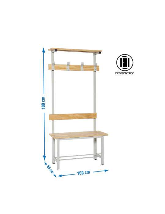Banco Vestuario 1800x1000x350 simple con repisa 4/1000 marca SIMONRACK