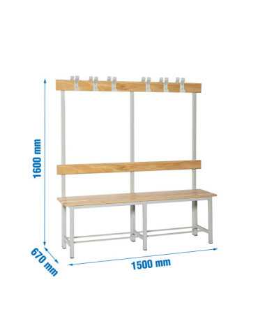 Banco Vestuario 1500x1600x670 doble sin repisa 12/1500 marca SIMONRACK