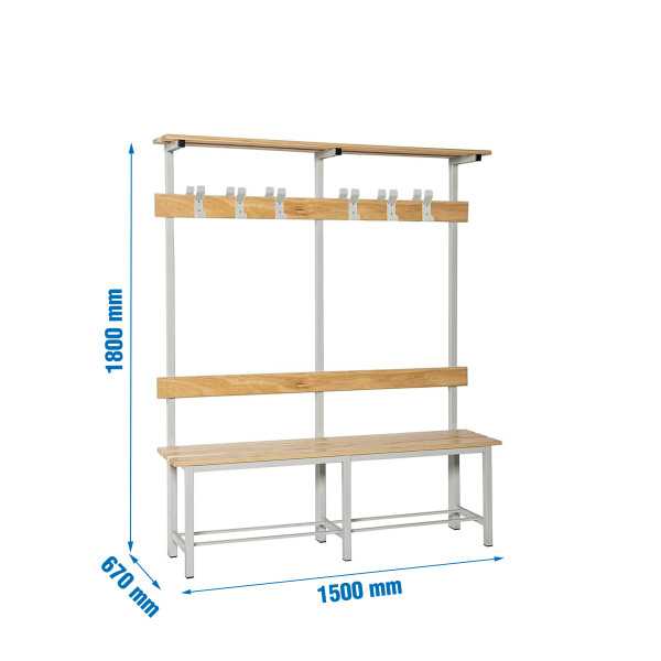 Banco Vestuario 1800x1500x670 doble con repisa 12/1500 marca SIMONRACK